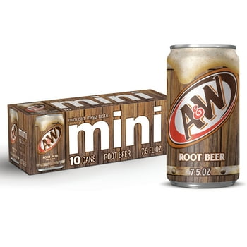 A&W Caffeine-Free, Low Sodium Root  Soda Pop, 7.5 Fl Oz, 10 Pack Cans