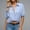 E-72Sky Blue, variant on Women's Blouses Summer Puff Sleeve Lapel Solid Color Buttons Comfortable Relaxed Fit Shirts Top For Everyday Wear,Black,L