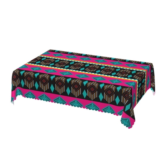 DouZhe Rectangular Tablecloth, Retro Tribal Native Style Green Table Cloth for Kitchen Dinning Tabletop, 72" x 54" Waterproof Polyester Table Cover