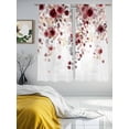 thumbnail image 3 of Red Flowers Sheer Curtains 72 Inch Length 2 Panels Set Window Treatments, Spring Floral Elegant Pastoral Watercolor Rod Pocket Semi Curtains for Living Room/Bedroom/Kitchen Décor, 104"W x 72"L, 3 of 7