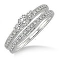 thumbnail image 2 of 1.00 Carat Antique Three Stone Bridal Set with Round Cut Diamond in 10k White Gold, 2 of 3