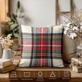 thumbnail image 6 of Aarocafa Vintage Tartan Plaid Pillow Covers (2-Pack) – Rustic Core Decor | Bold Multi-Color Check | Faux Linen Material – 24x24in-Faux Linen Cozy Sofa & Bed Cabin Farmhouse Seasonal Accent, 6 of 8