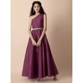 thumbnail image 1 of Indya Women's Wine Foil One Shoulder Belted Maxi Kurta, 1 of 6
