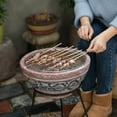 thumbnail image 3 of Vintiquewise 13.25" x 7.25" Round Clay Fire Pit with Metal Stand, 3 of 7
