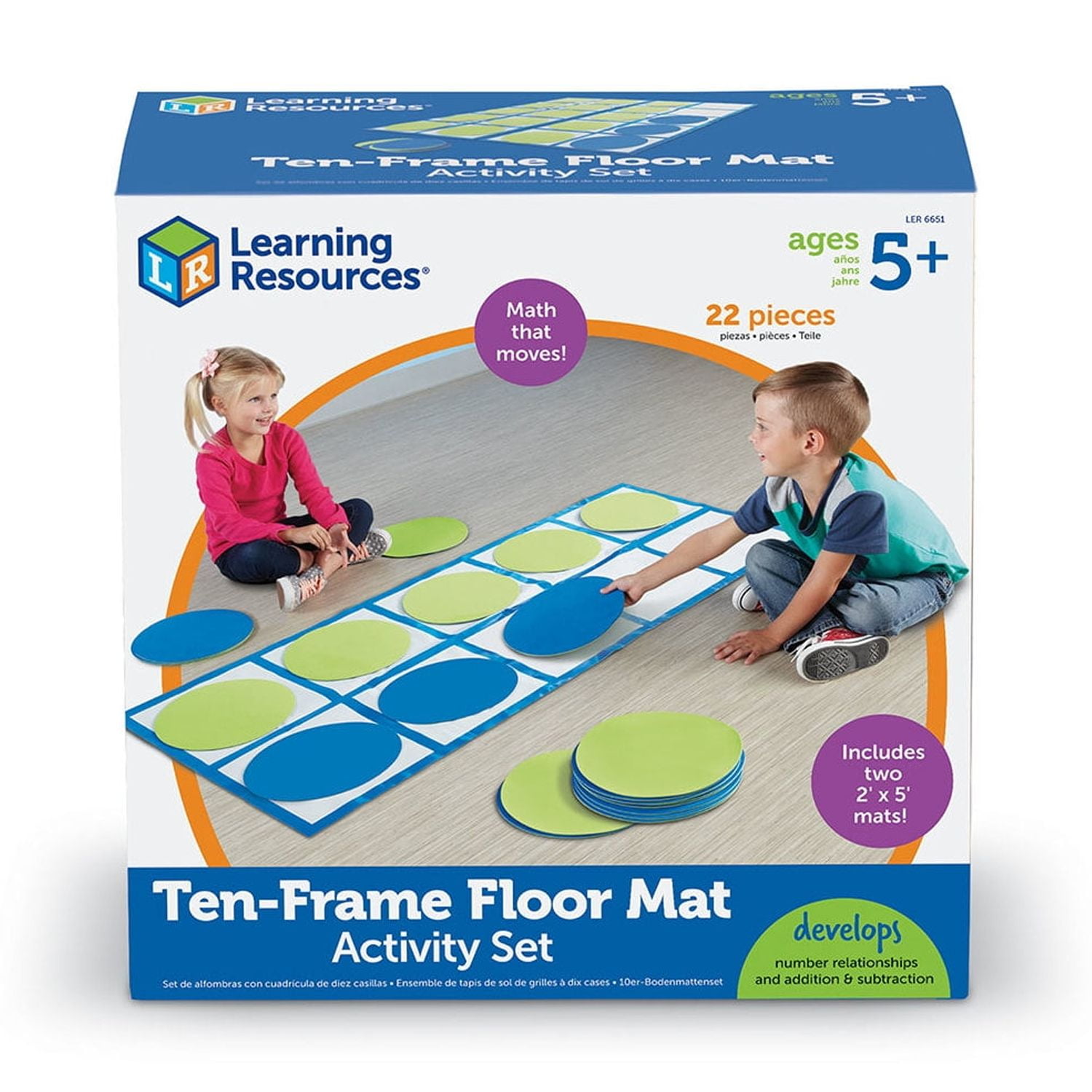 Learning Resources 10-frame Floor Mat Activity Set, Math Games, Ages 5+
