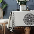 thumbnail image 5 of Cotton Linen Boho Geometric Square Tablecloth with Tassel White and Black Bohemia Table Cloth for Home Dining Coffee Farmhouse Restaurant Party Table Decor, 5 of 6
