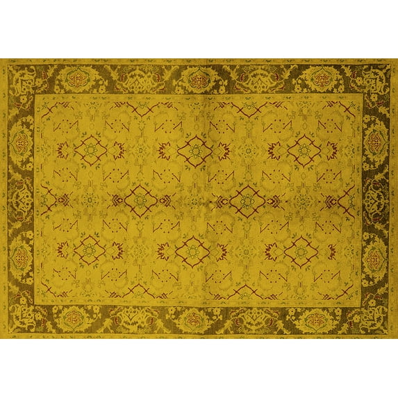 Ahgly Company Indoor Rectangle Oriental Yellow Traditional Area Rugs, 3' x 5'