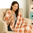 thumbnail image 6 of Buffalo Plaid Throw Blanket Orange Check Blanket Soft Warm Lightweight Buffalo Plaid Blankets and Throws Winter Fuzzy Flannel Throw Blanket for Home Sofa Couch Bed Car, 50 x 60 Inch, 6 of 6