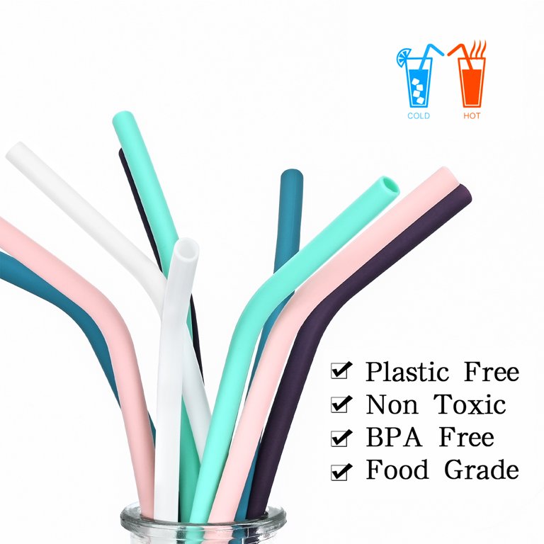 Maustic Multi-Color Reusable Silicone Straws, Curved Silicone Drinking  Straws for 30oz and 20oz Tumblers 