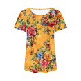 thumbnail image 4 of Staron Hauts pour Femmes en Liquidation à Moins de 5$, Tunique Ample à Manches Courtes, Mode Tendance, Plissée, Décontractée, Col Rond, T-Shirts d'Été, Sorties, Chemises Florales, 4 of 6