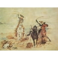 thumbnail image 2 of Russell, Charles Marion 32x25 Gold Ornate Wood Framed with Double Matting Museum Art Print Titled - Roping Em, 2 of 4