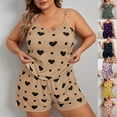 thumbnail image 4 of LEKDFST Womens Plus Size Pajama Sets Cute Heart Print Sleepwear Cami Top and Shorts Loungewear 2 Piece Summer Pj Set Black XXL, 4 of 4