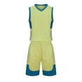 thumbnail image 2 of BRGZLK Children's Sports Shorts Sets Kids Trendy Solid Color Casual Round Neck Sleeveless Basketball Shirt With Elastic Waist Shorts Sports Quick Dry Set Khaki 6-7 Years, 2 of 6