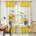 thumbnail image 3 of Bee Truck Kitchen Curtains Window Panels, Yellow Honey Daisy Floral Patterned Plaid Insulated Window Treatment Curtain, Grommet Curtains for Bedroom/Living Room/Bathroom, 2 Piece 42"Wx84"L, 3 of 8