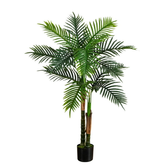 Nearly Natural 4ft. UV Resistant Artificial Double Robellini Palm Tree (Indoor/Outdoor)