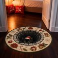 thumbnail image 4 of CookMate Christmas Round Decorative Area Rug 3D Optical Black Cat Santa Hat Design Non Washable Beige Floor Mat For Entryway Bedroom Living Room Indoor Holiday Season Home Styling, 4 of 5