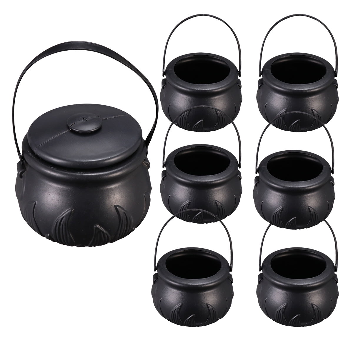 NUOLUX Cauldron Halloween Candy Bucket Mini Black Pot Kettle Witches Or Trick Kids Buckets Bowl