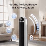 DREO 36 Smart Tower Fans for Home, 28Ft/s Velocity, 20dB Quiet Bedroom Fan, 90° Oscillating Fan, LED Display, 4 Modes, 8 Speeds, 8H Timer, Works with WiFi Control 2026 upgraded