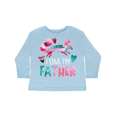 

Inktastic I Love My Father Pink and Blue Fox with Hearts Gift Toddler Boy or Toddler Girl Long Sleeve T-Shirt