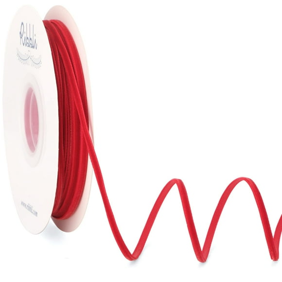 Cinta Decorativa de Terciopelo Ribbli Roja 0.3 cm x 23 m Rollo