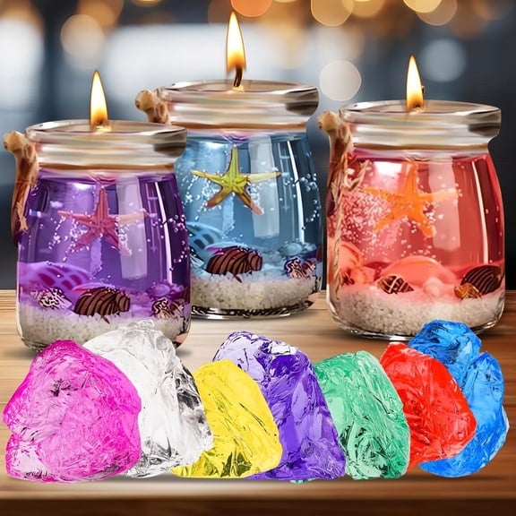 9pcs Gel Wax Candle Making Kit, 7 Colors Wax with Melting Pot, Wicks, Wick Holders, Glitter and Dried Flowers for Adults and Teens