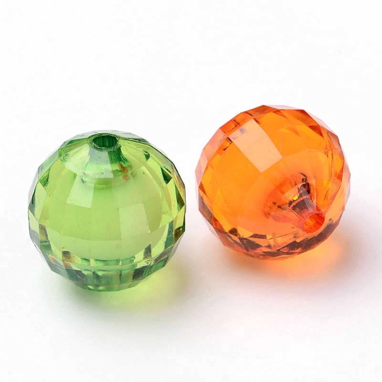 Transparent Acrylic Beads Bead in Bead Faceted Round Mixed Color 20mm Hole: 2mm about 110pcs/500g