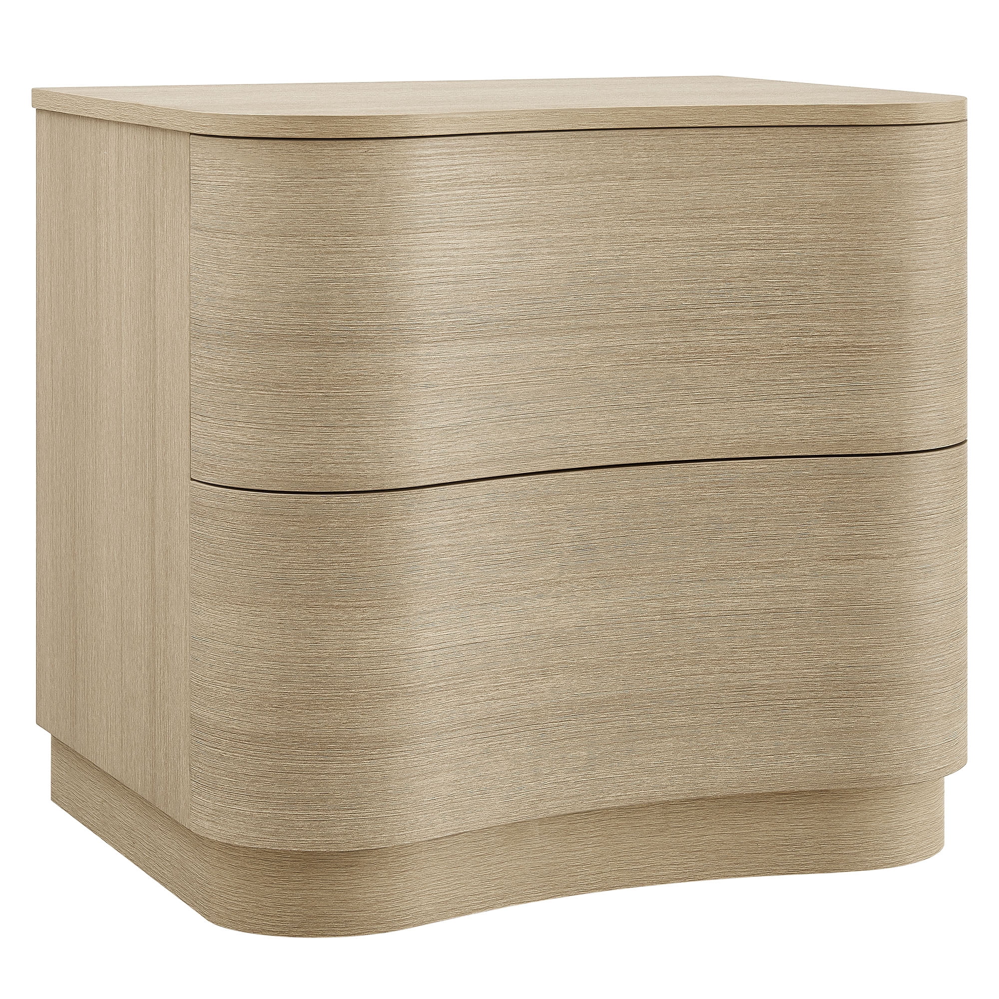 Mirae 2-Drawer Curved Nightstand in Brushed Light Oak