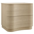 thumbnail image 2 of Mirae 2-Drawer Curved Nightstand in Brushed Light Oak, 2 of 8