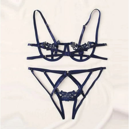 

Women Lace Sexy Lingerie Babydoll 2 Piece Set Bodysuit Sets Mesh Bralette Panties Bra and Panty Set