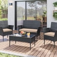 thumbnail image 6 of Snubbull 3 Pack Loveseat Cushion Set, 36" x 18" x 3" Waterproof Outdoor Chair Replacement Cushions for 4-Seater Wicker Rattan Patio Furniture, Sand, 6 of 6