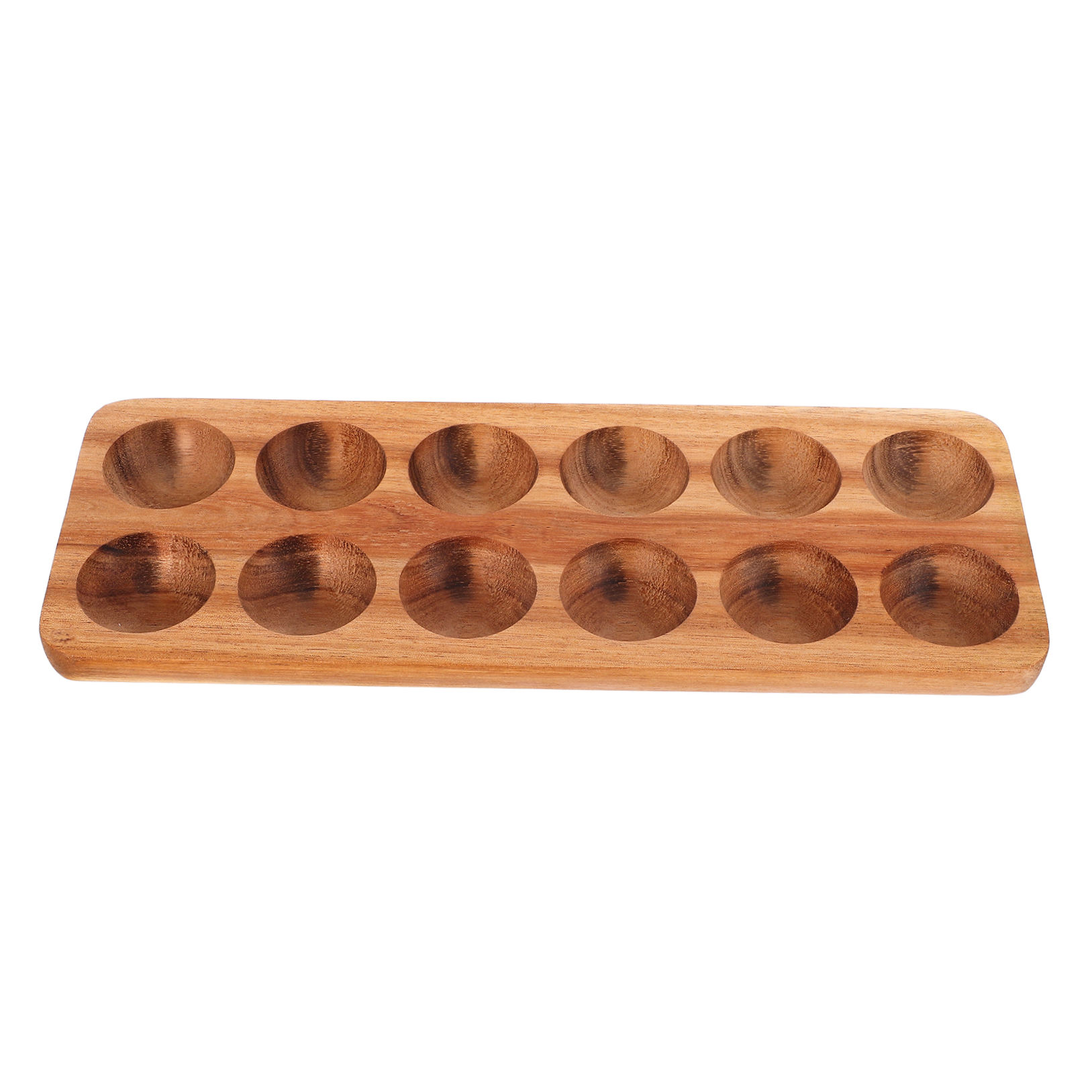 ULTNICE 1Pack Wooden Egg Tray for Kitchen Use and Storage in Brown Acacia Wood