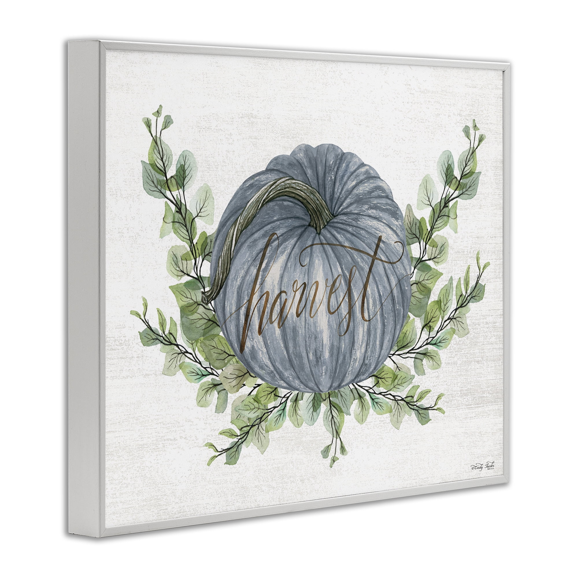 Stupell Industries Blue Harvest Pumpkin Food & Beverage Painting White Framed Art Print Wall Art, 20 x 16