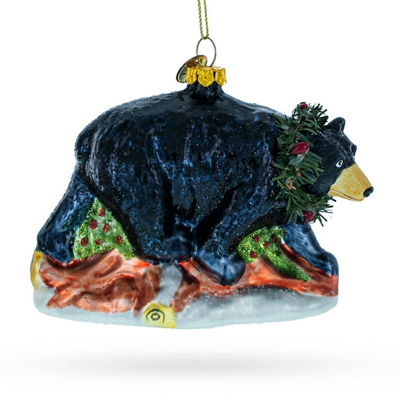 Black Bear Glass Christmas Ornament