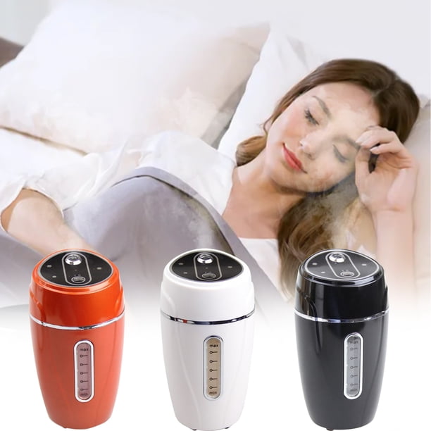 Difusor y humidificador para coche, mini humidificador portátil alimentado por USB para coche, escritorio, viajes, oficina y dormitorio - depósito de 200 ml, apagado automático, negro/blanco/naranja