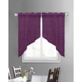 thumbnail image 3 of Purple Burlap Texture Swag Valances for Windows, Farmhouse Vintage Purple Rod Pocket Sheer Valances for Small Windows, Swag Toppers Light Filtering for Kitchen Living Room 2 Panels 36''x36'', 3 of 6