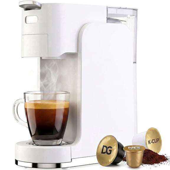 GVODE 4-in-1 Single Serve Coffee Maker, 3-Second Heat-Up, 20 Bar Hot and Iced Espresso Machine, White