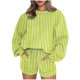thumbnail image 1 of Puntoco Conjunto De Sudadera Con Pantalón Y top De Cuello Redondo De Manga Larga Informal Con Estampado De Rayas Para Mujer Amarillo M, 1 of 3