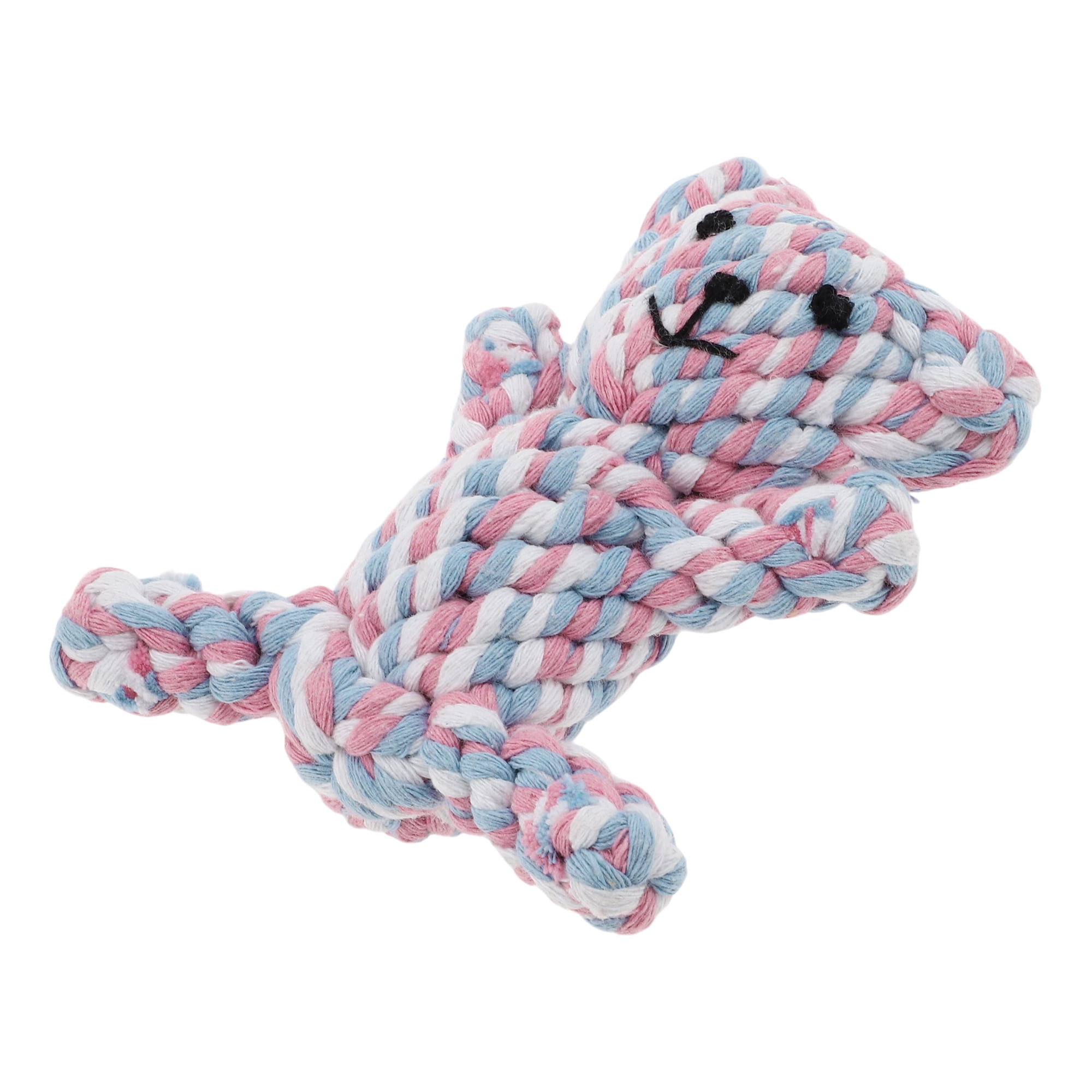 Unique Bargains Puppy Teethings Chewer Bear Shape Dog Chew Rope Braided Cotton Teeth Cleaning Rope Assorted Color Bear Shape Assorted Color 2 Pcs