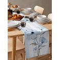 thumbnail image 3 of Ombre Cotton Linen Table Runner Dresser Scarves, Blue Flowers Table Runners for Dinning Table, Retro Ombre Kitchen Decor, Holiday Dinner Decoration-14x72 Inch, 3 of 6