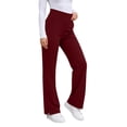 thumbnail image 5 of Yerovir Womens Fleece Lined Pants Thermal Straight Leg Yoga Pant High Waisted Stretchy Lounge Trousers for Work or Casual(Red,Small), 5 of 9