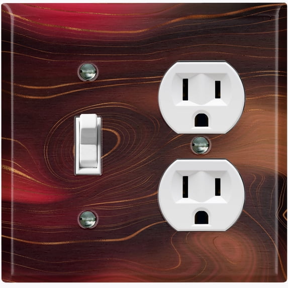 Metal Light Switch Plate Cover Image of Marble Red Brown Swirl Galaxy MAR082