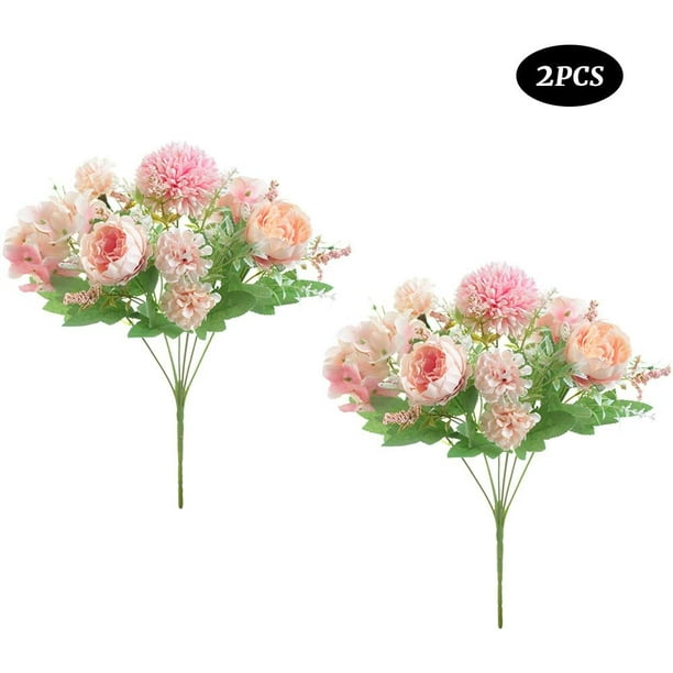 Ramo de flores falsas peonía artificial ramo de novia artificial ramo de flores artificiales boda fiesta decoración del hogar flor sala de estar arreglo floral decoración (rosa) - oso de fresa Electrónica