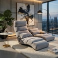 thumbnail image 4 of Demi Bonn Folding Lazy Sofa Couch with Pillow, Adjustable Reclining Floor Sofa for Gaming Reading Relaxing, Sturdy Steel Frame Thick Cushion for Dorm Apartment Living Room, Gray, 4 of 7