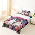 thumbnail image 5 of Erosebridal Kawaii Cat Kitten Twin Sheet Sets,Pink Lotus Flowers Bedding For Girls Kids 3-Piece, 5 of 6