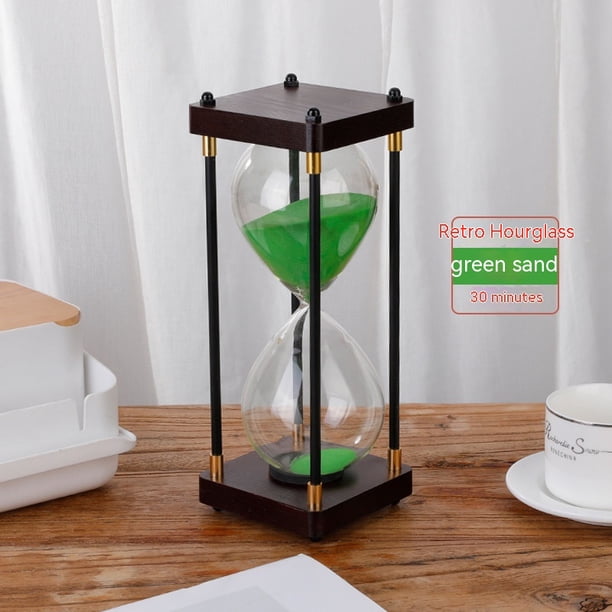 Reloj de arena, temporizador de arena soplado a mano para gestión del tiempo, construcción de vidrio duradera de 30 minutos(Arena morada)(30 minutos)