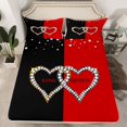 thumbnail image 2 of Homewish Teens Female Men Bling Crystal Love Heart 4 Pieces Queen Sheet Sets,Black Red Ultra Soft Flat Sheet,Happy Valentine'S Day Queen Fitted Sheet,Super Cozy Room Decor, 2 of 7