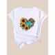 thumbnail image 3 of Camiseta de cuello redondo con estampado de girasoles playeros, camiseta deportiva de manga corta de moda, ropa de mujer, top deportivo de ocio, 3 of 7