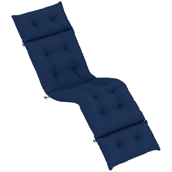 Homiyad Outdoor Chaise Lounge Cushion, Tufted Thick Patio Lounge Chair Cushion with Ties, 74.8" x 22" x 4", Navy Blue