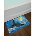 thumbnail image 2 of Black Crow Bath Mat, Stained Glass Style Illustration of Bird Flying in Sky with Sun and Clouds, Plush Bathroom Decor Mat with Non Slip Backing, 29.5" X 17.5", Multicolor, by Ambesonne, 2 of 2