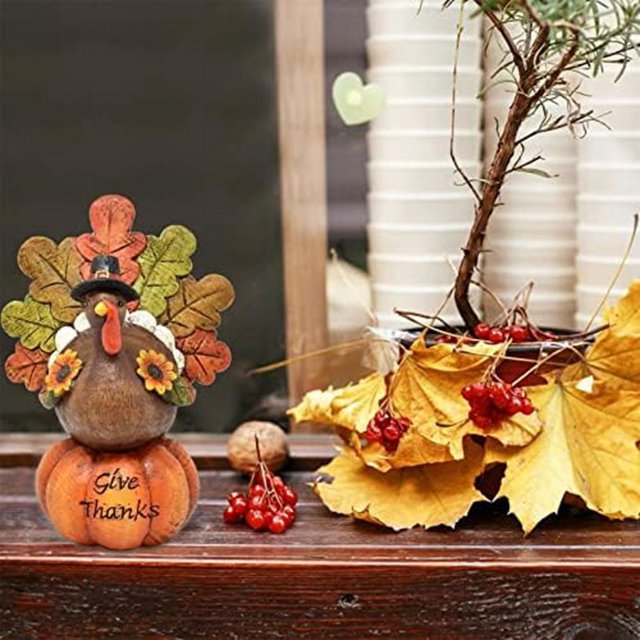 Thanksgiving Table Decor Fall Figurine Tabletop Resin Pumpkin Decorations Party Autumn Ornaments for Home Kitchen